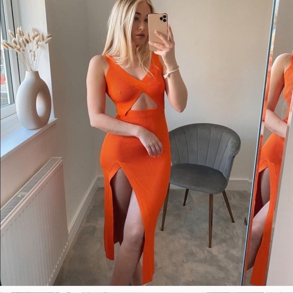 Zara | Dresses | Nwt Zara Limited Edition Cut Out Knit Dress Orange | Poshmark